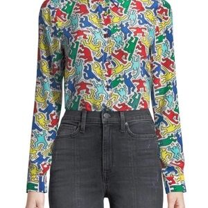 Alice + Olivia Multicolor Graphic Button Down Shirt